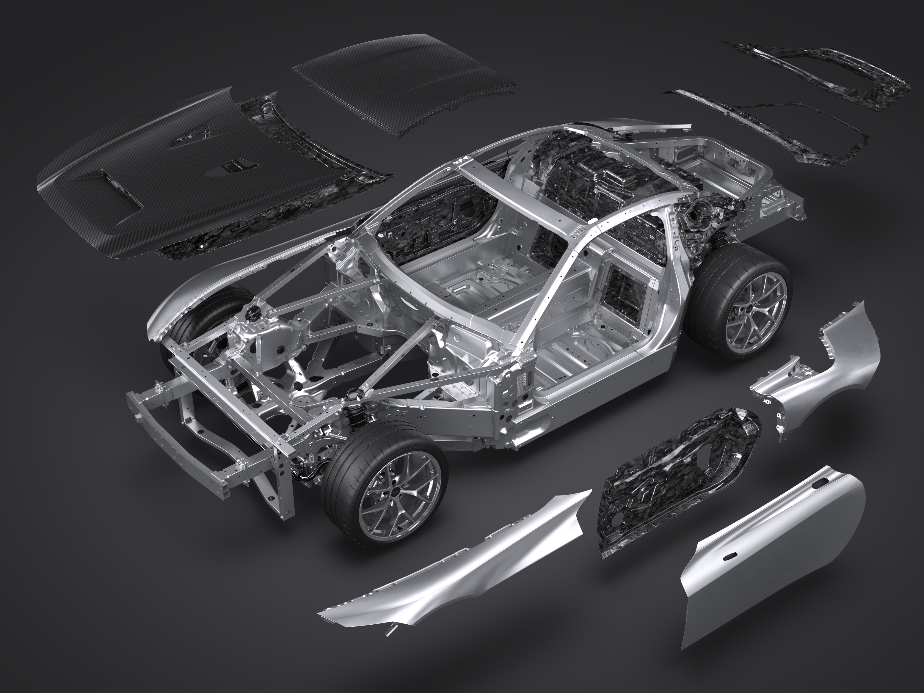 Toyota GR GT multi-material structure illustration
